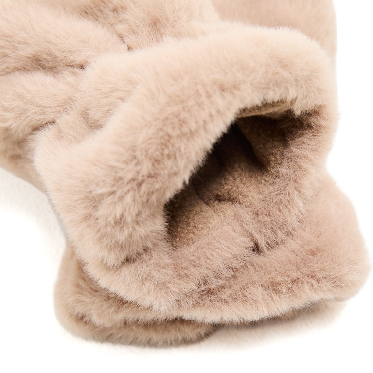 Faux fur mittens "Fideli Thumb" Beige